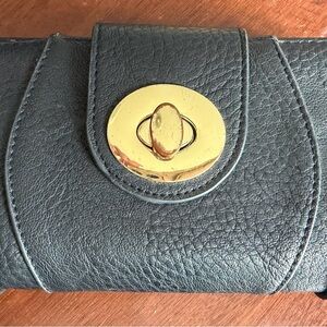 Chic Black Wallet with Gold Accent